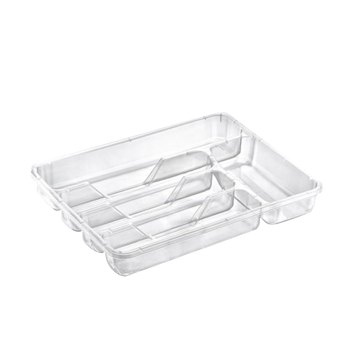 Лоток для кухонних приборів Dunya Plastik Степ, великий, прозорий, 38.6*31.2*7 см (14006)